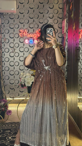 Brown Two-Tone Moonlight Kaftan