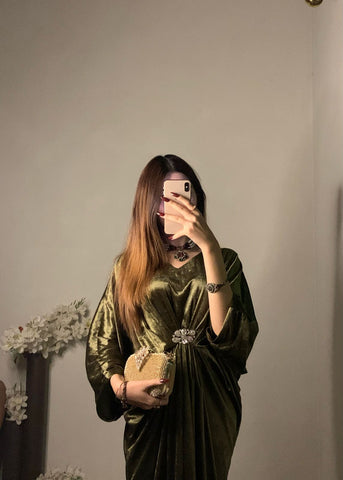 Mehndi Velvet Kaftan