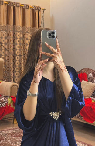 Navy Blue Velvet Kaftan