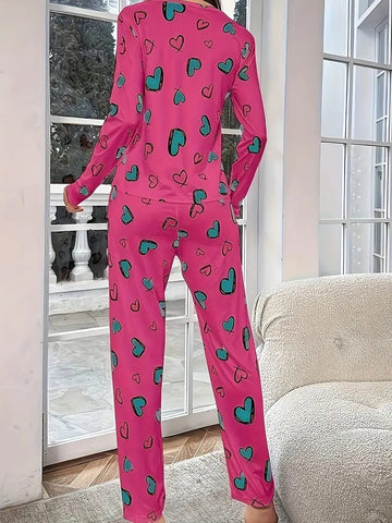 Heart Pattern Printed Pink