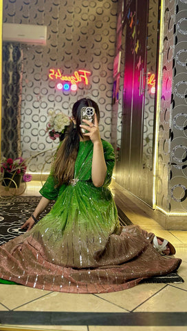 Green Two-Tone Moonlight  Kaftan