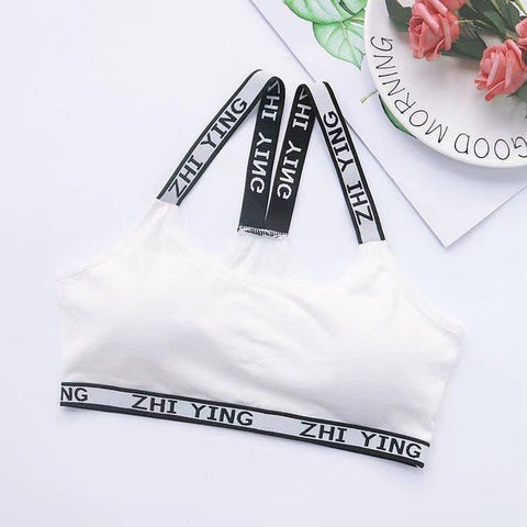 Pack Of 3 New Soft Padded Letter Printed Stretchable Straps Comfortable Teenage Sport Bra